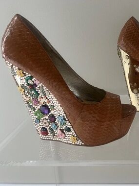 Ziginy Leather wedges Muster Color Rock Floral Platform Bright Womens Size 8